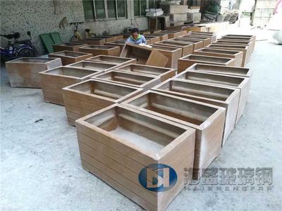 仿木紋方形玻璃鋼花盆